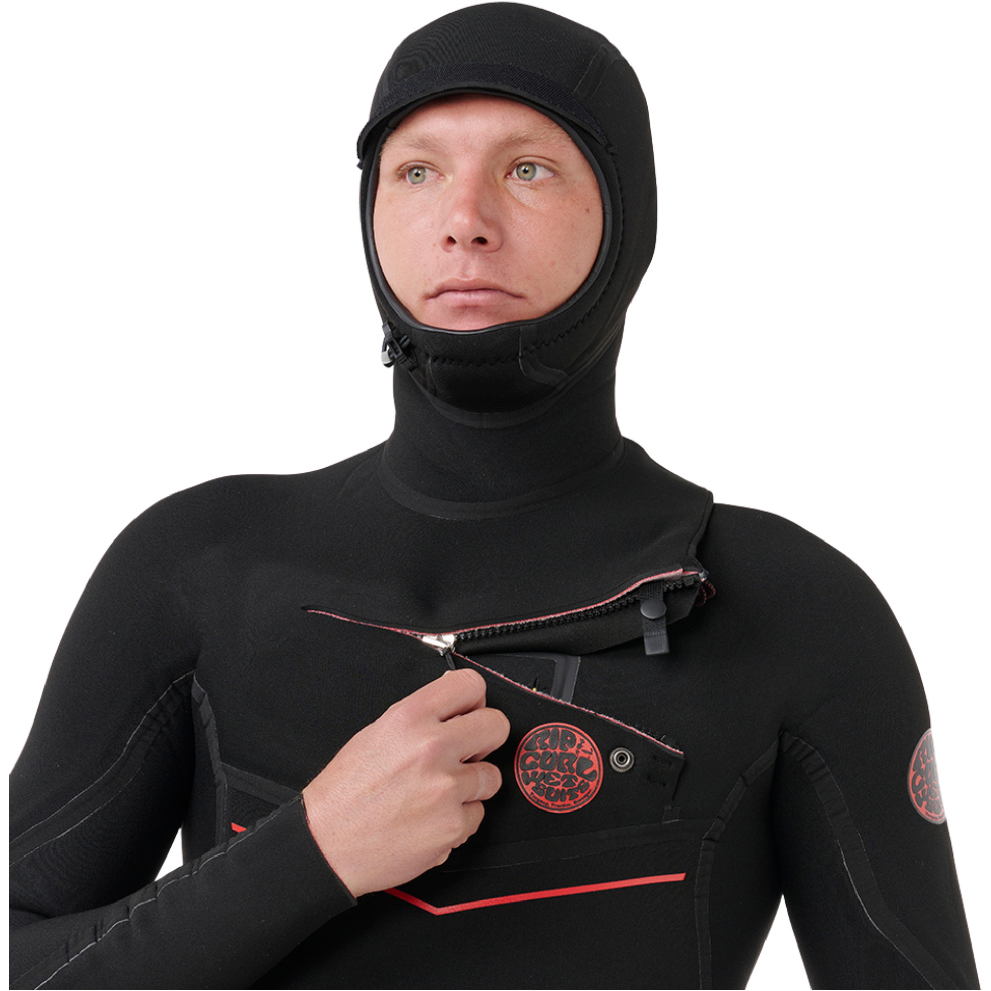 2026 Rip Curl Heren F-Bomb Fusion 4/3mm Borst Ritssluiting Met Capuchon Wetsuit 174MFS - Black